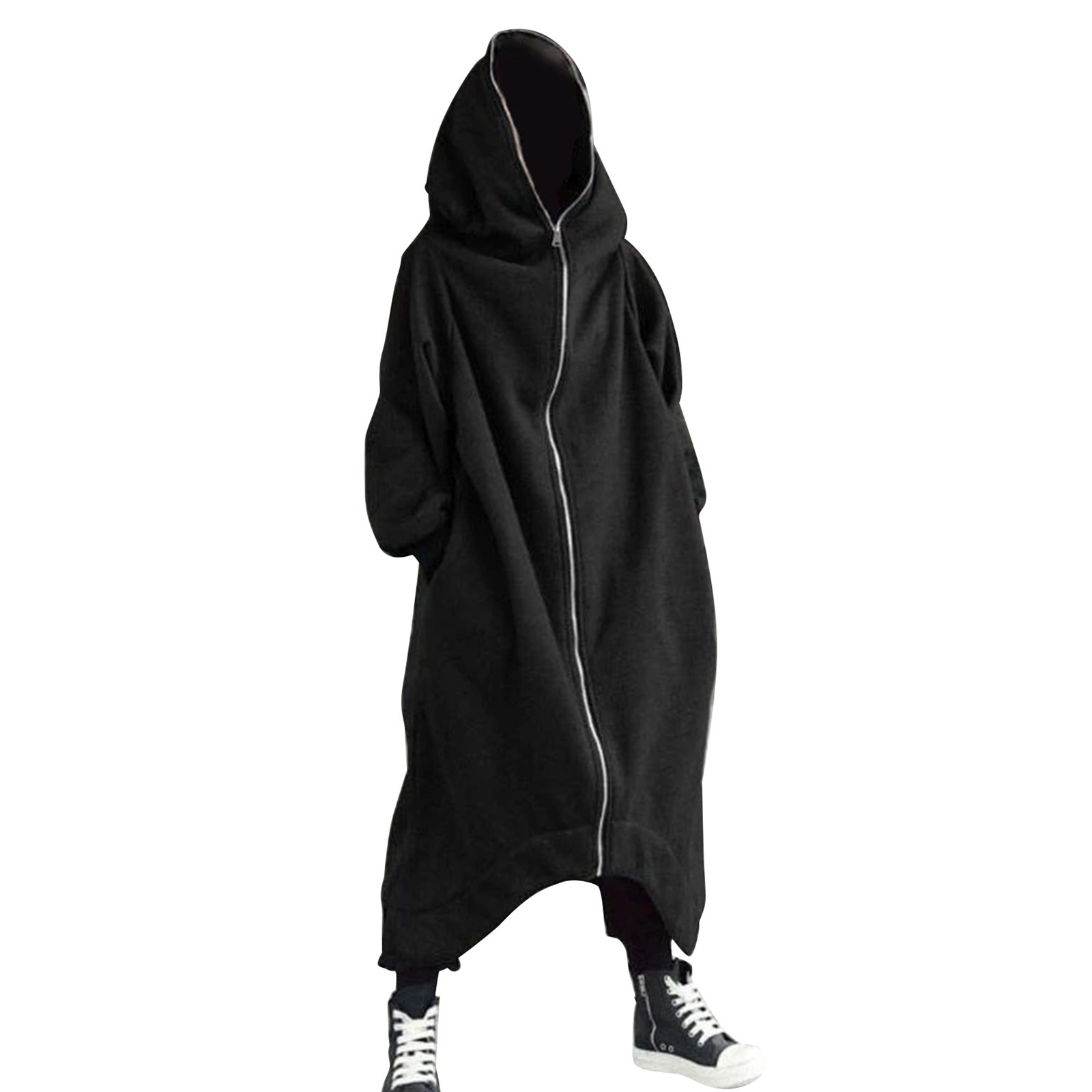 Hot Selling Unisex Long Sleeve Hooded Nazgul Long Coat Zipper Closure Fleece Lined Long Hoodie Women's Men's Hooded Coat