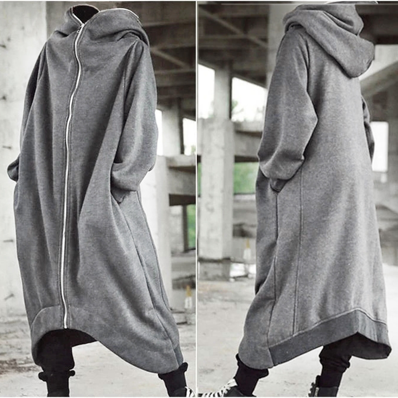 Hot Selling Unisex Long Sleeve Hooded Nazgul Long Coat Zipper Closure Fleece Lined Long Hoodie Women's Men's Hooded Coat