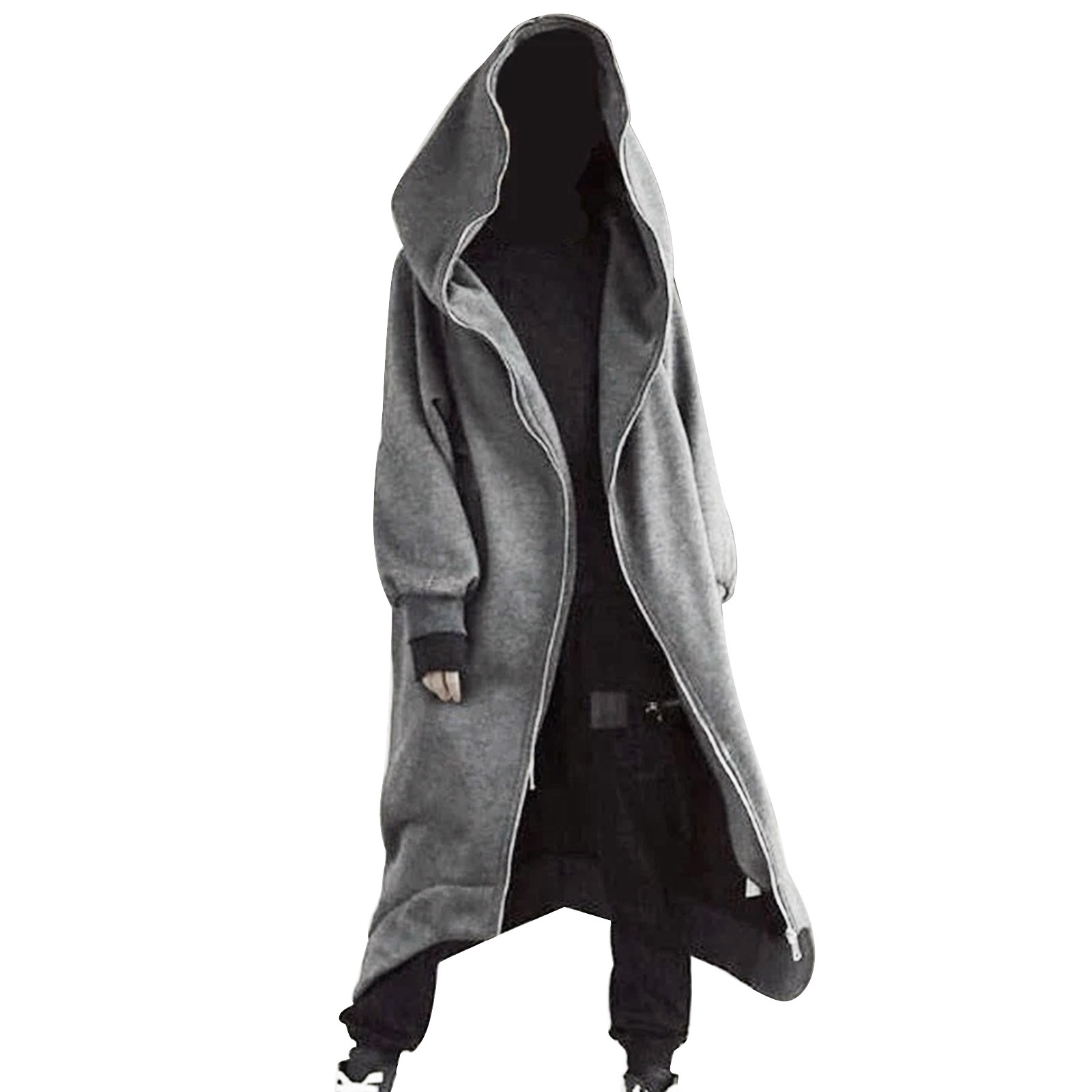 Hot Selling Unisex Long Sleeve Hooded Nazgul Long Coat Zipper Closure Fleece Lined Long Hoodie Women's Men's Hooded Coat