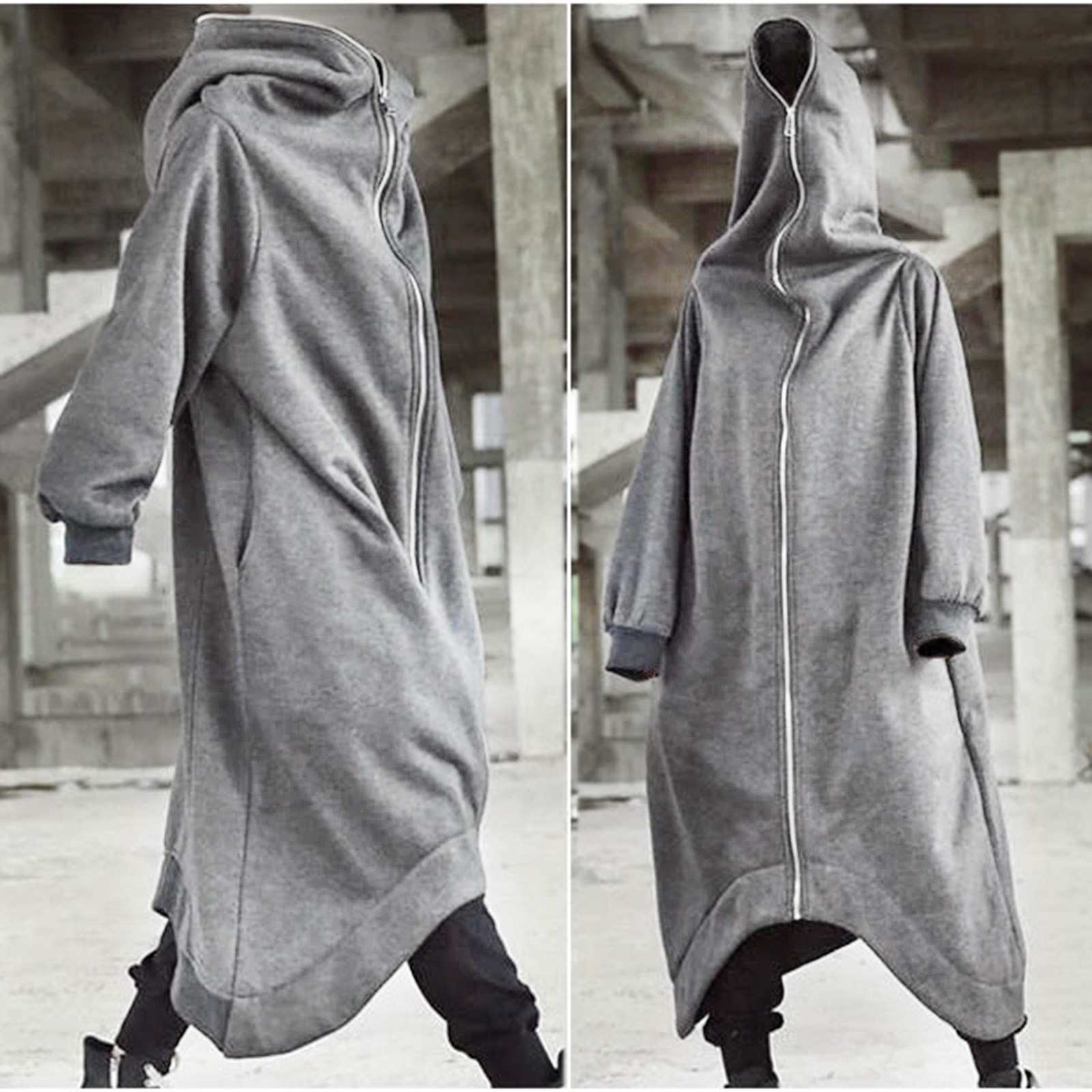 Hot Selling Unisex Long Sleeve Hooded Nazgul Long Coat Zipper Closure Fleece Lined Long Hoodie Women's Men's Hooded Coat