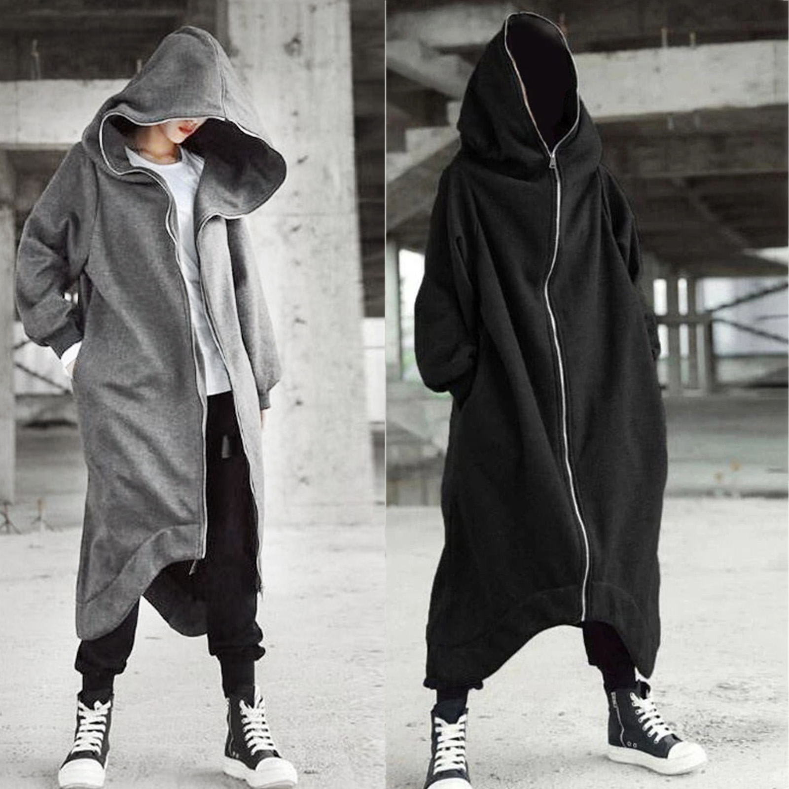 Hot Selling Unisex Long Sleeve Hooded Nazgul Long Coat Zipper Closure Fleece Lined Long Hoodie Women's Men's Hooded Coat