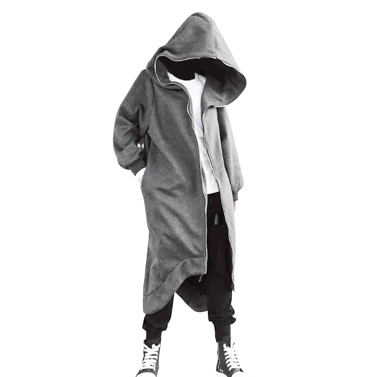 Hot Selling Unisex Long Sleeve Hooded Nazgul Long Coat Zipper Closure Fleece Lined Long Hoodie Women's Men's Hooded Coat