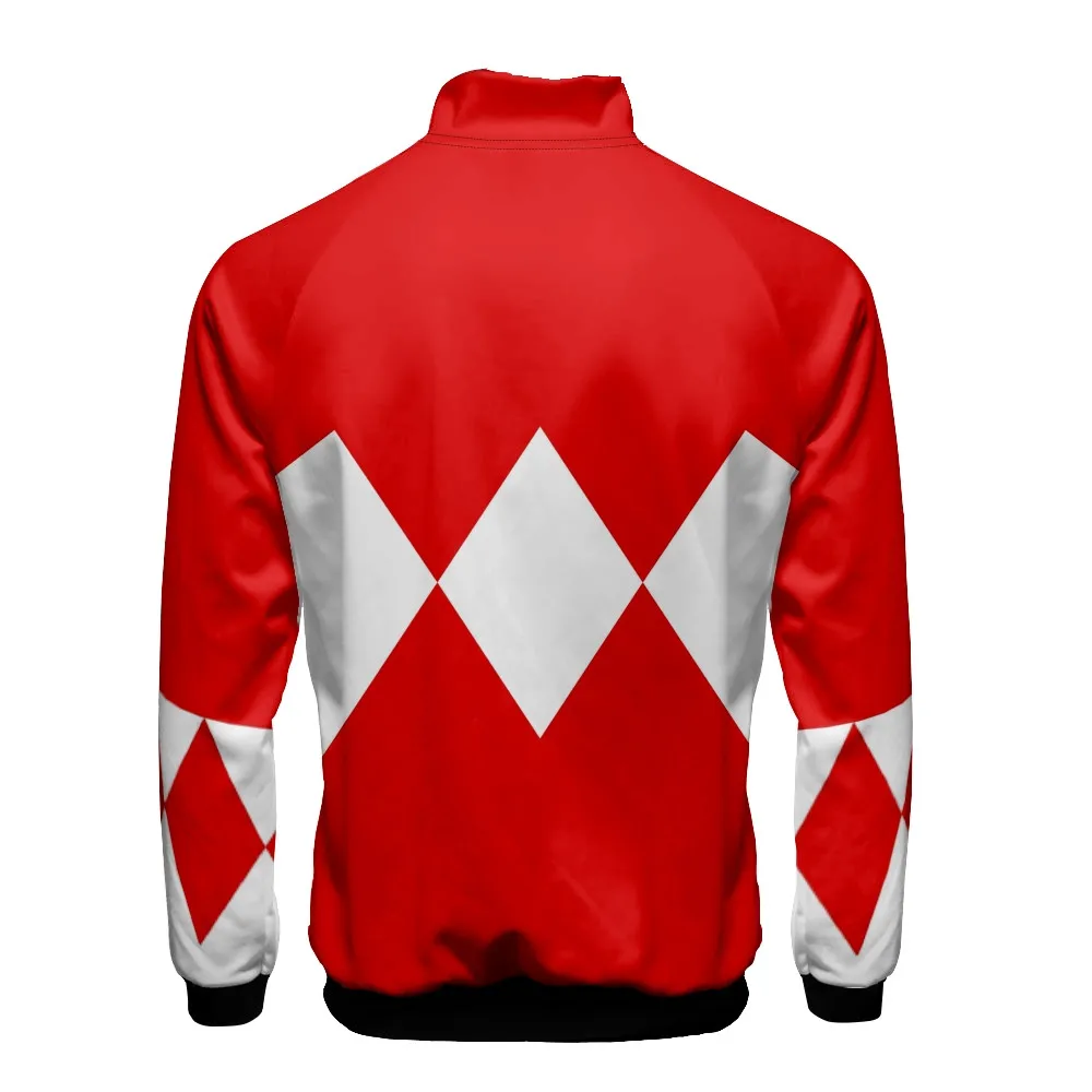Coats Anime Mighty Morphin Cosplay Costume Hoodies 3D Printed Stand Collar Zipper Jacket Sportswear Sweatshirt