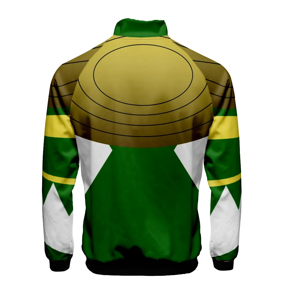 Coats Anime Mighty Morphin Cosplay Costume Hoodies 3D Printed Stand Collar Zipper Jacket Sportswear Sweatshirt