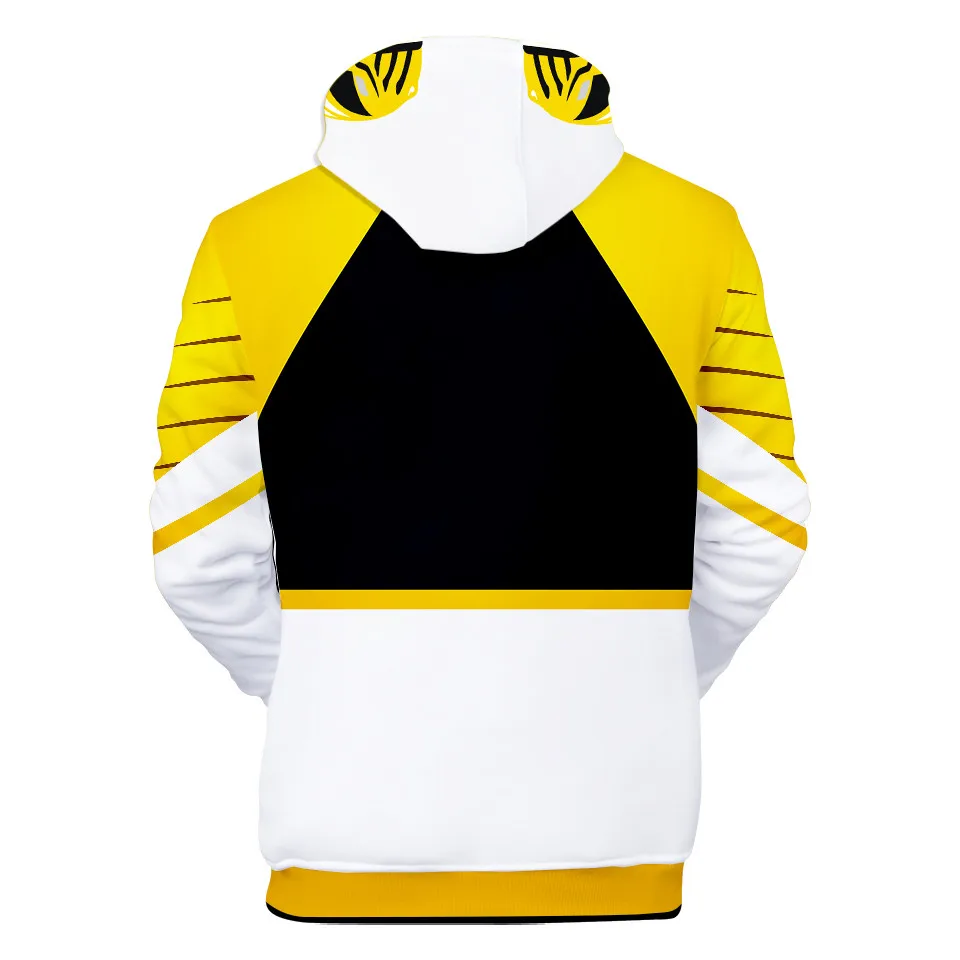Coats Anime Mighty Morphin Cosplay Costume Hoodies 3D Printed Stand Collar Zipper Jacket Sportswear Sweatshirt