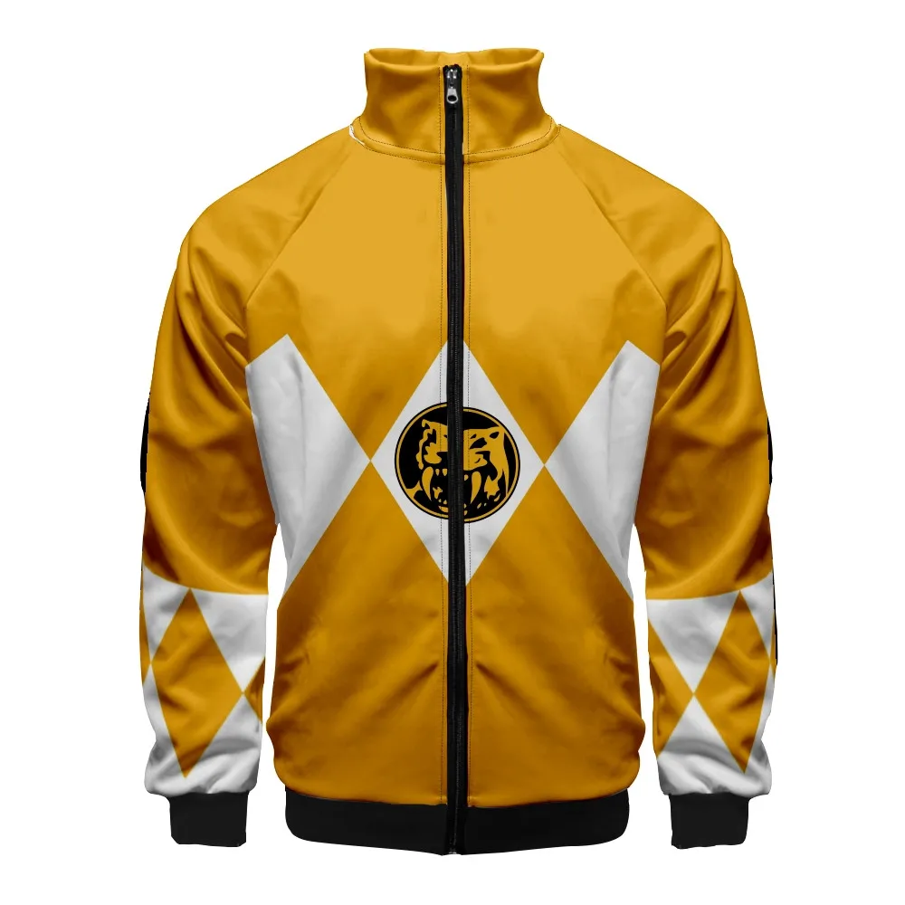 Coats Anime Mighty Morphin Cosplay Costume Hoodies 3D Printed Stand Collar Zipper Jacket Sportswear Sweatshirt