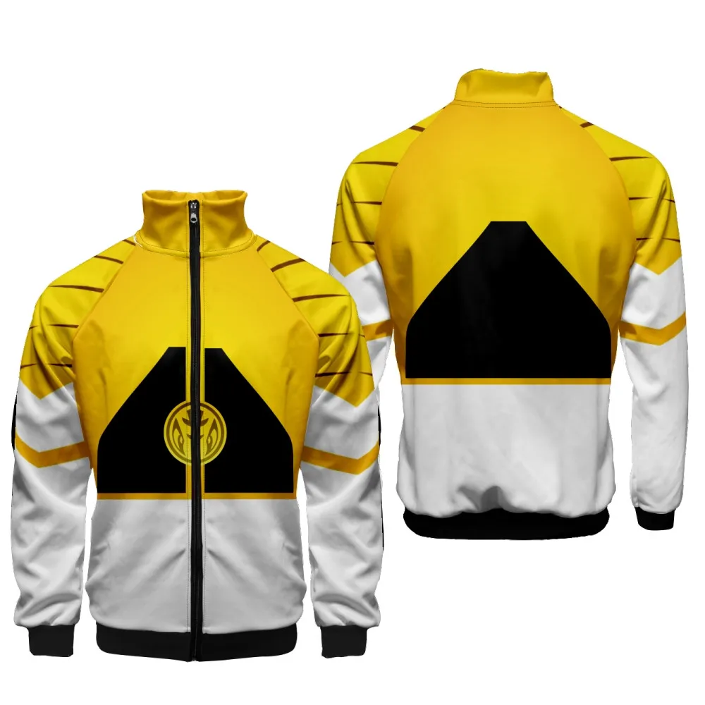 Coats Anime Mighty Morphin Cosplay Costume Hoodies 3D Printed Stand Collar Zipper Jacket Sportswear Sweatshirt