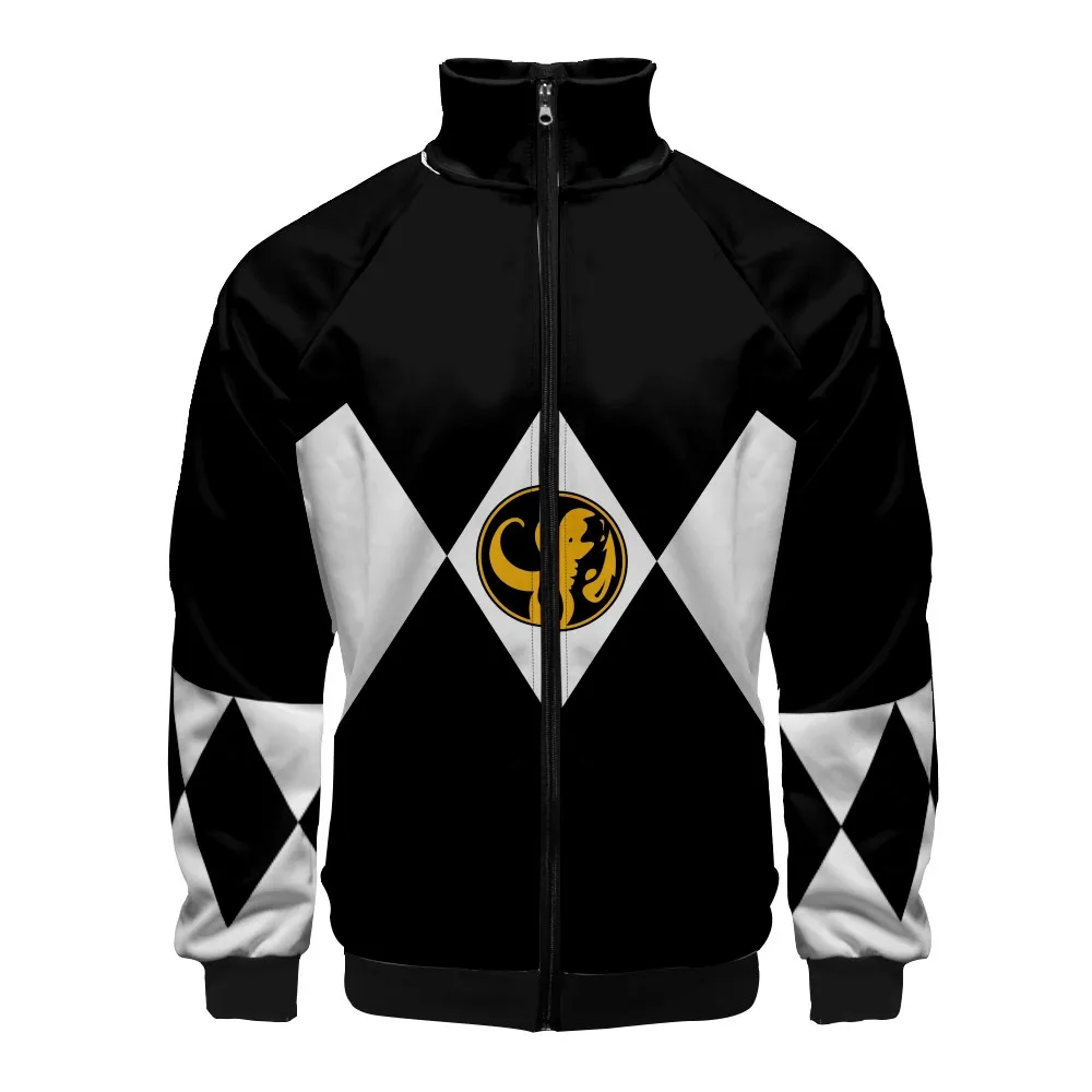 Coats Anime Mighty Morphin Cosplay Costume Hoodies 3D Printed Stand Collar Zipper Jacket Sportswear Sweatshirt