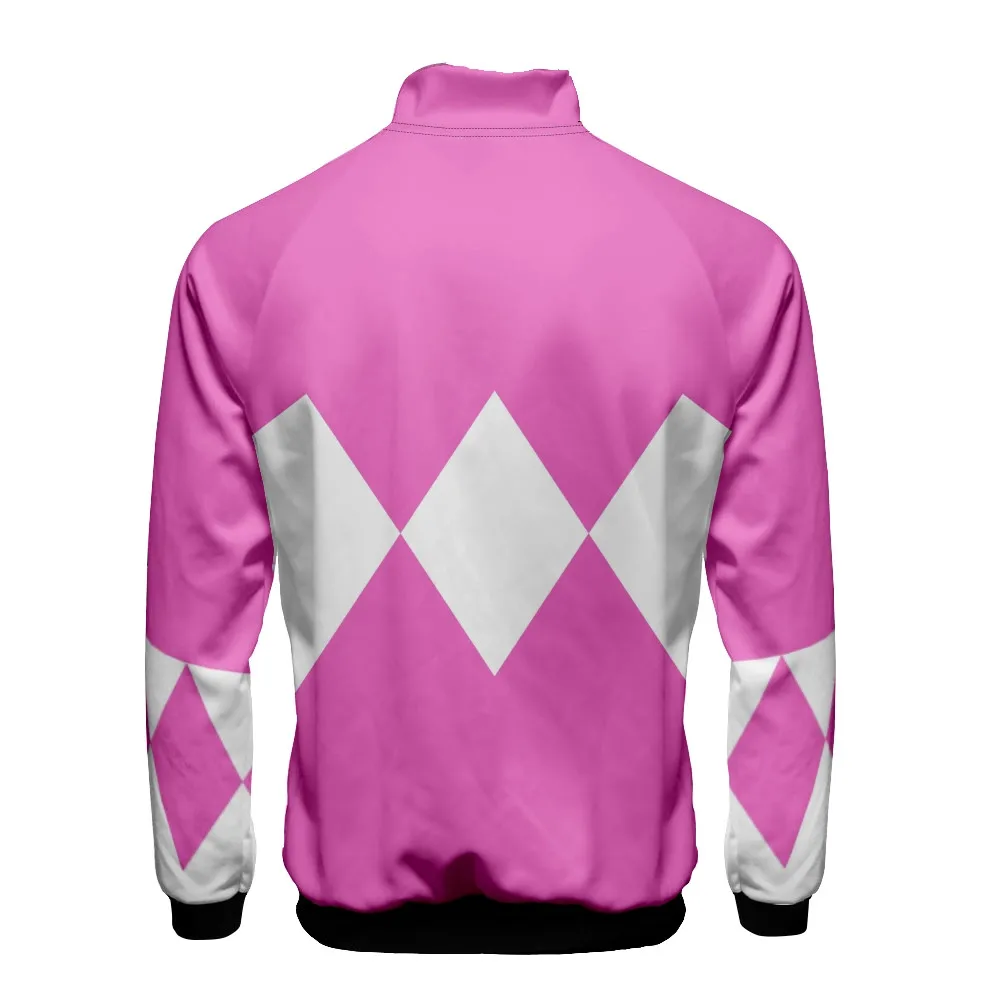 Coats Anime Mighty Morphin Cosplay Costume Hoodies 3D Printed Stand Collar Zipper Jacket Sportswear Sweatshirt