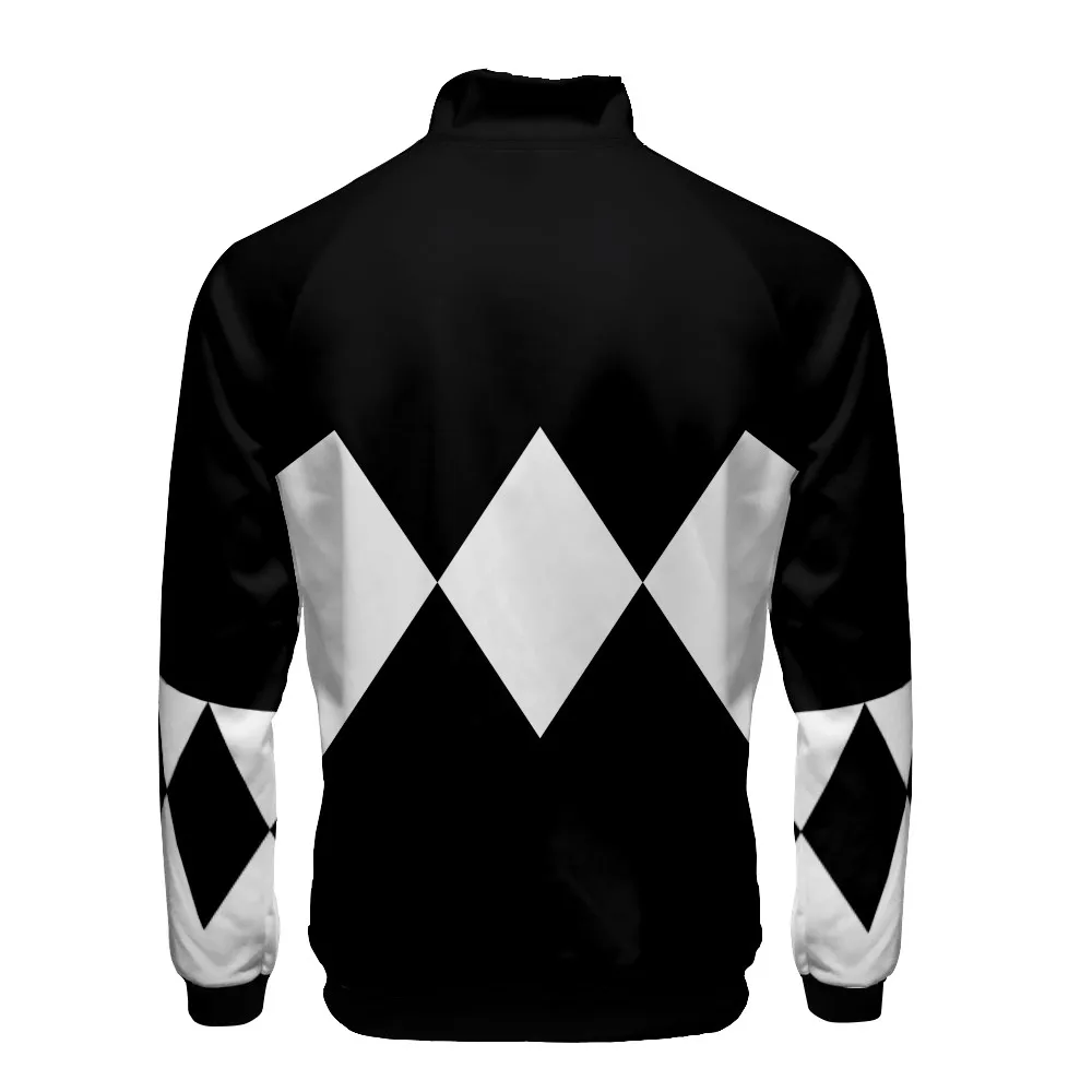 Coats Anime Mighty Morphin Cosplay Costume Hoodies 3D Printed Stand Collar Zipper Jacket Sportswear Sweatshirt