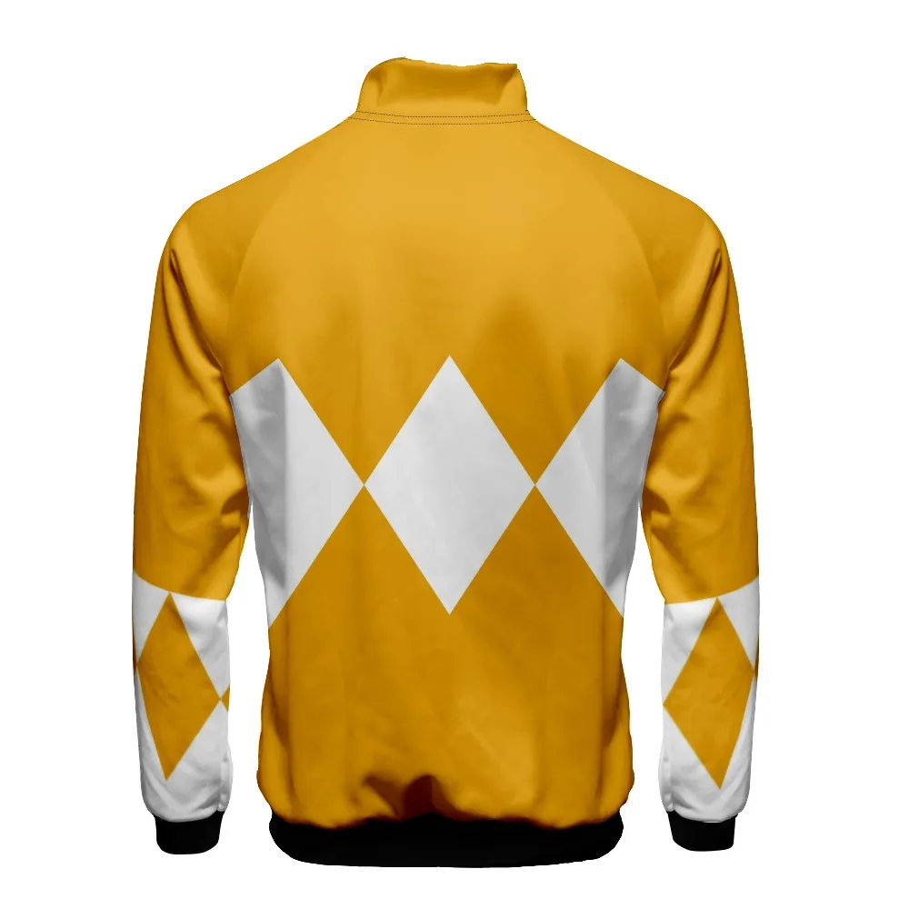 Coats Anime Mighty Morphin Cosplay Costume Hoodies 3D Printed Stand Collar Zipper Jacket Sportswear Sweatshirt