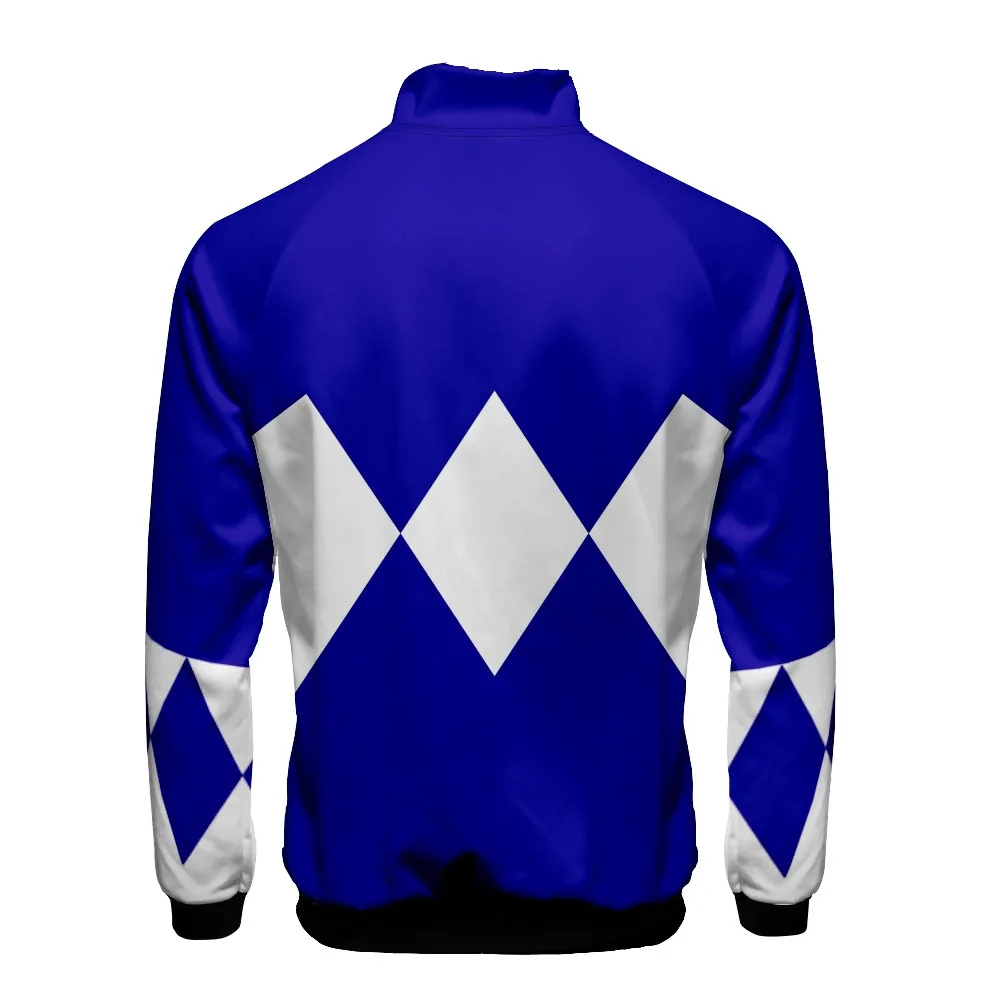 Coats Anime Mighty Morphin Cosplay Costume Hoodies 3D Printed Stand Collar Zipper Jacket Sportswear Sweatshirt