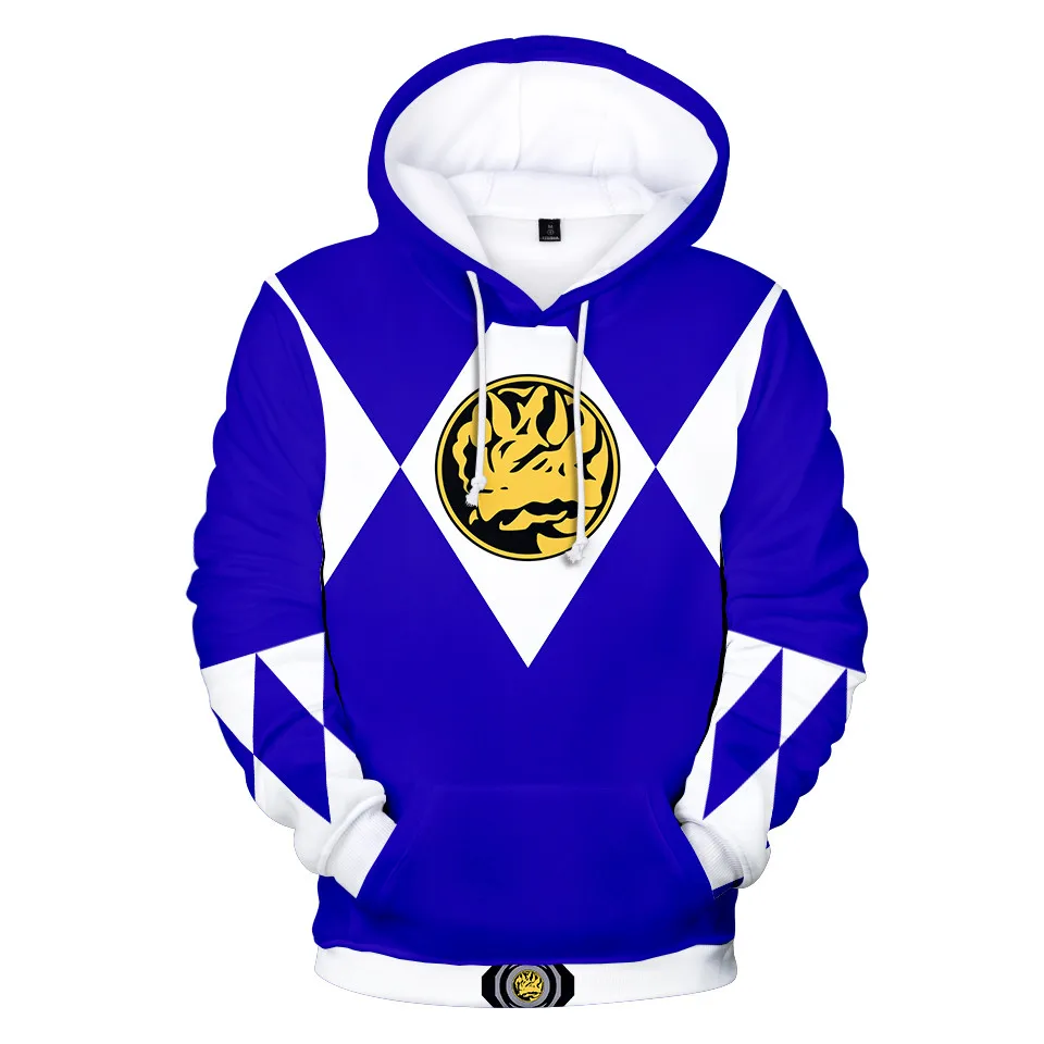 Coats Anime Mighty Morphin Cosplay Costume Hoodies 3D Printed Stand Collar Zipper Jacket Sportswear Sweatshirt