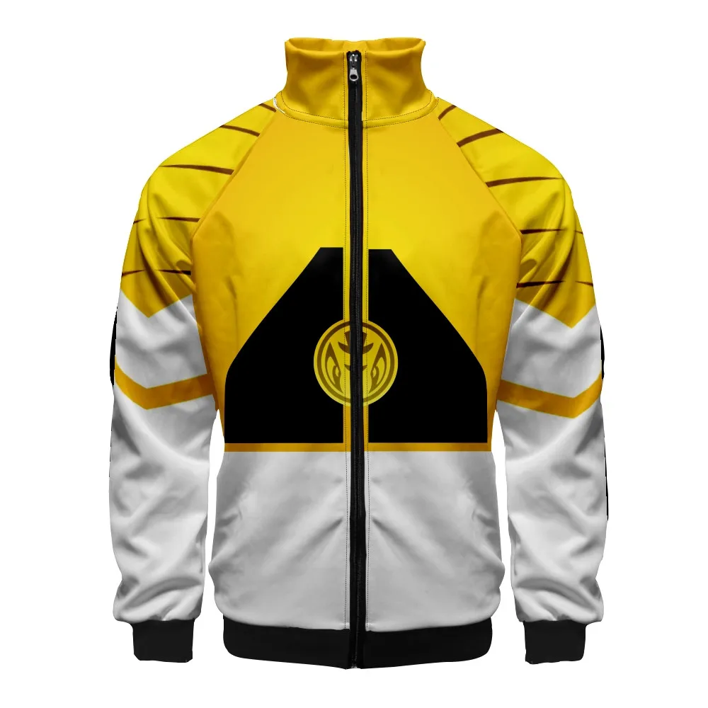 Coats Anime Mighty Morphin Cosplay Costume Hoodies 3D Printed Stand Collar Zipper Jacket Sportswear Sweatshirt