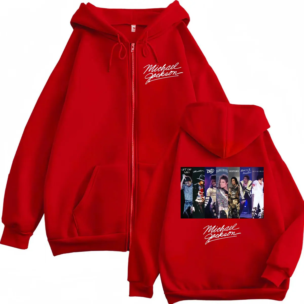 Vintage Classic Michael Jackson Graphic Zipper Hoodie Men's Women Rock Fashion Zip Up Sweatshirts Casual Loose Fleece Pullovers