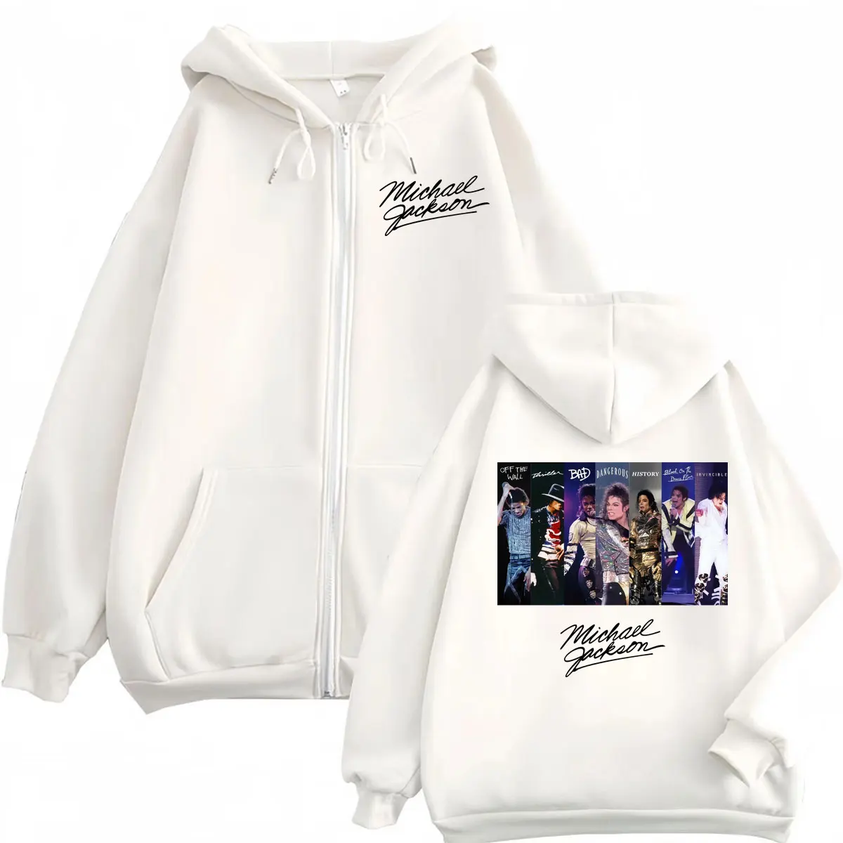 Vintage Classic Michael Jackson Graphic Zipper Hoodie Men's Women Rock Fashion Zip Up Sweatshirts Casual Loose Fleece Pullovers
