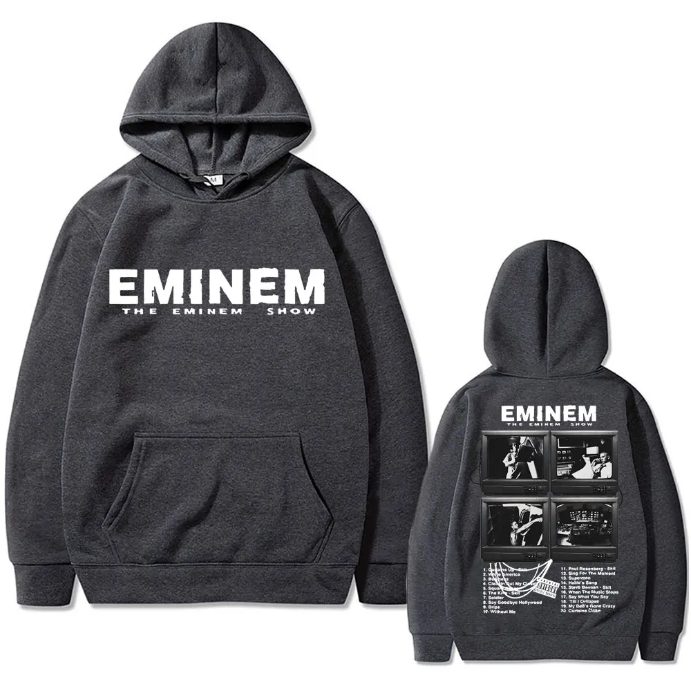 Rapper Eminem Music Album Graphic Hoodie World Tour Gift for Fan Men Women Vintage Oversized Sweatshirt Male Fashion Streetwear