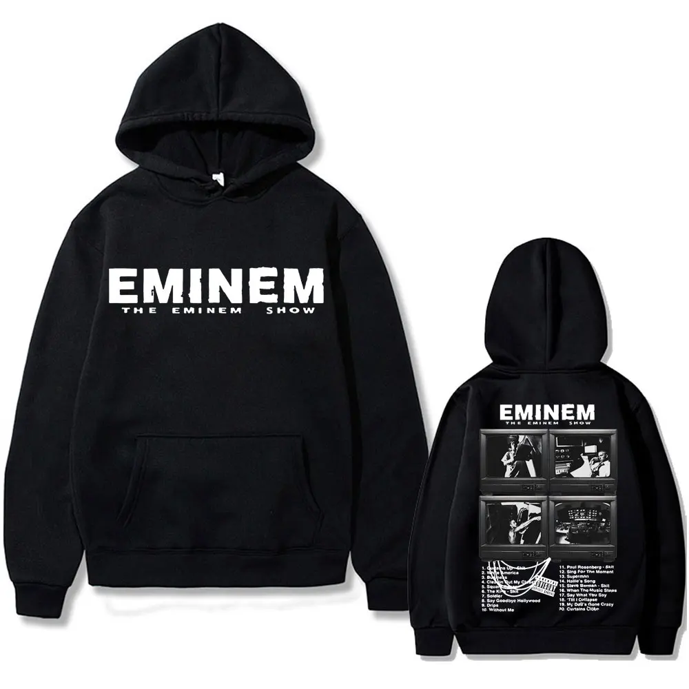 Rapper Eminem Music Album Graphic Hoodie World Tour Gift for Fan Men Women Vintage Oversized Sweatshirt Male Fashion Streetwear