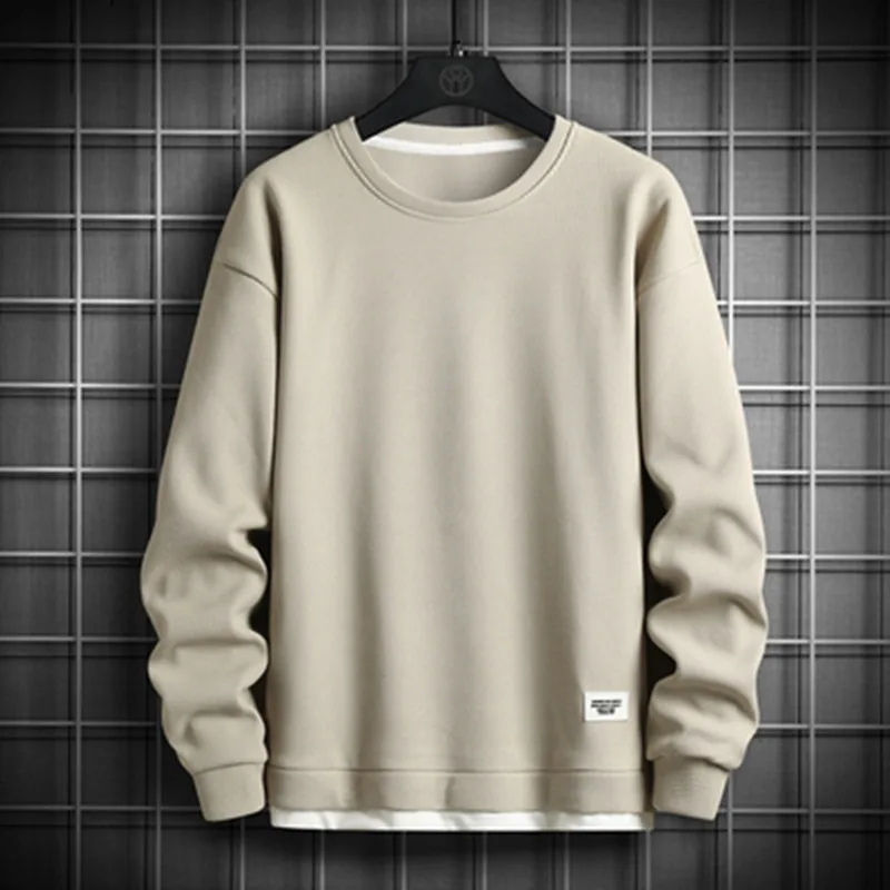 2027 Solid Color Sweatshirt Men Harajuku Hoodies O Neck long Sleeve Casual Sweatshirt Mens Pullover Tops Streetwear Man Hoodies