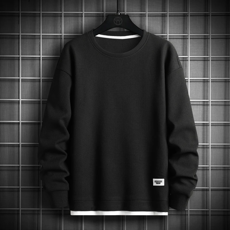 2027 Solid Color Sweatshirt Men Harajuku Hoodies O Neck long Sleeve Casual Sweatshirt Mens Pullover Tops Streetwear Man Hoodies