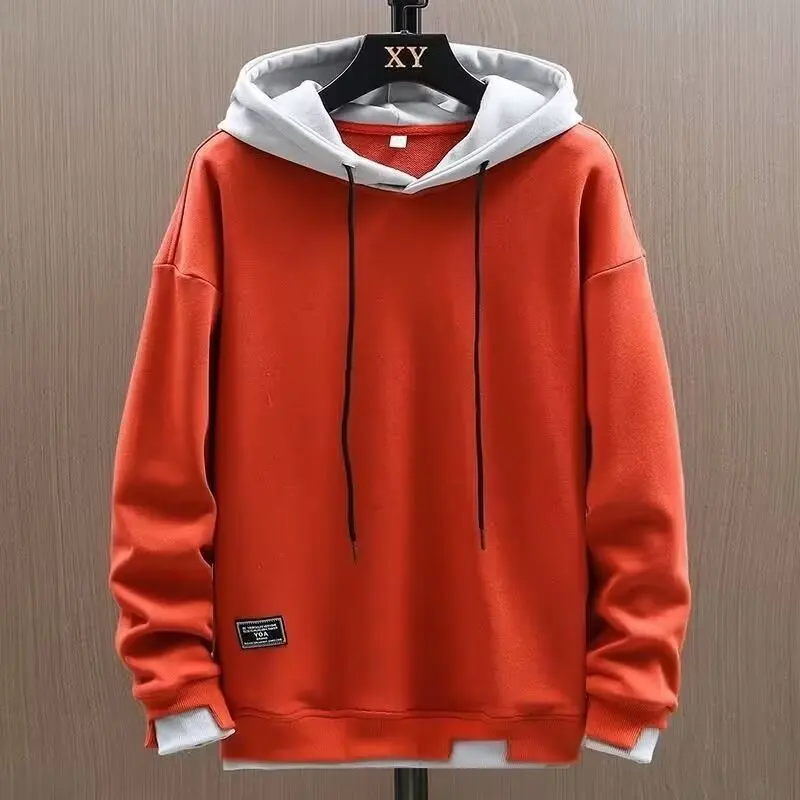 2025 Autumn Men Hoodies High Street Pullover Long Sleeve Patchwork Sweatshirt Men Fashion Streetwear Hoodie Harajuku