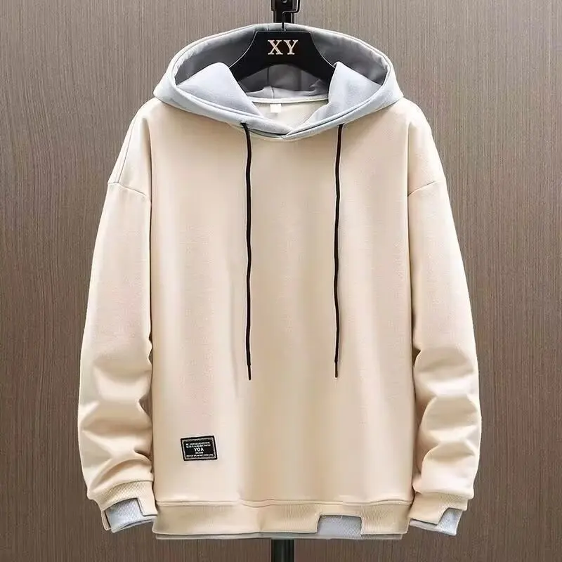 2025 Autumn Men Hoodies High Street Pullover Long Sleeve Patchwork Sweatshirt Men Fashion Streetwear Hoodie Harajuku
