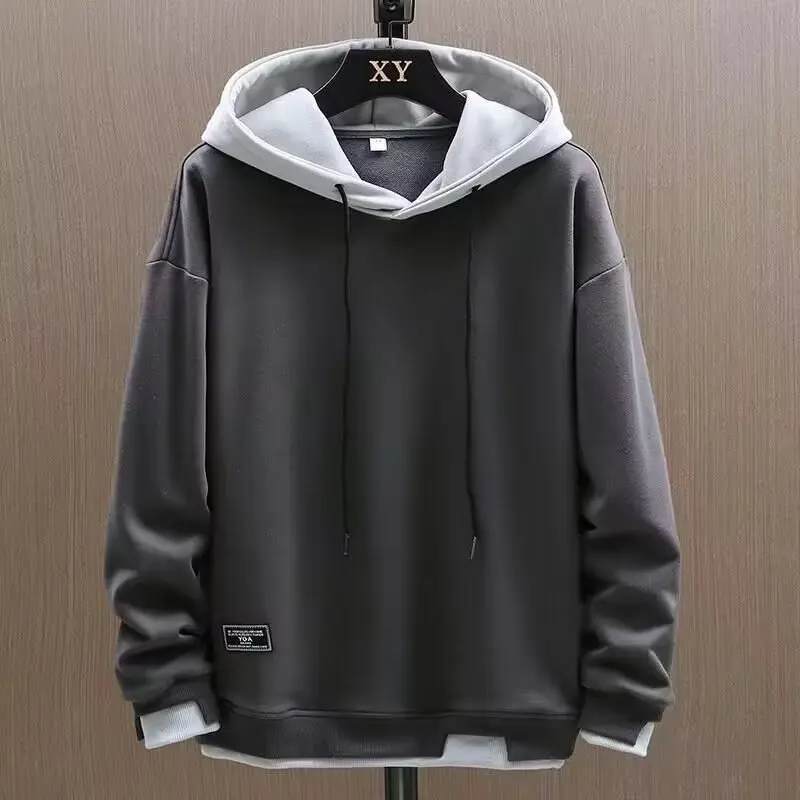 2025 Autumn Men Hoodies High Street Pullover Long Sleeve Patchwork Sweatshirt Men Fashion Streetwear Hoodie Harajuku