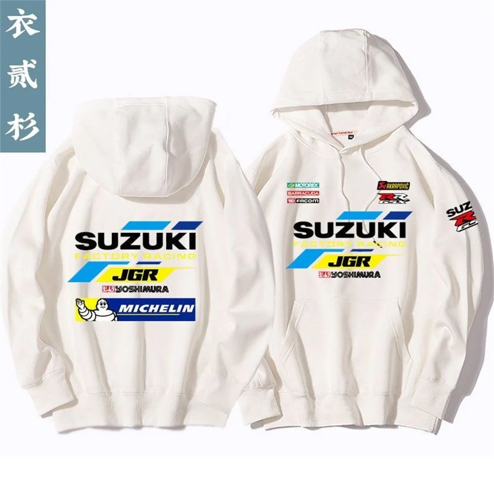 Suzuki logo printed riding jersey hooded sweatshirt men's GSX motorcycle jacket autumn and winter wear