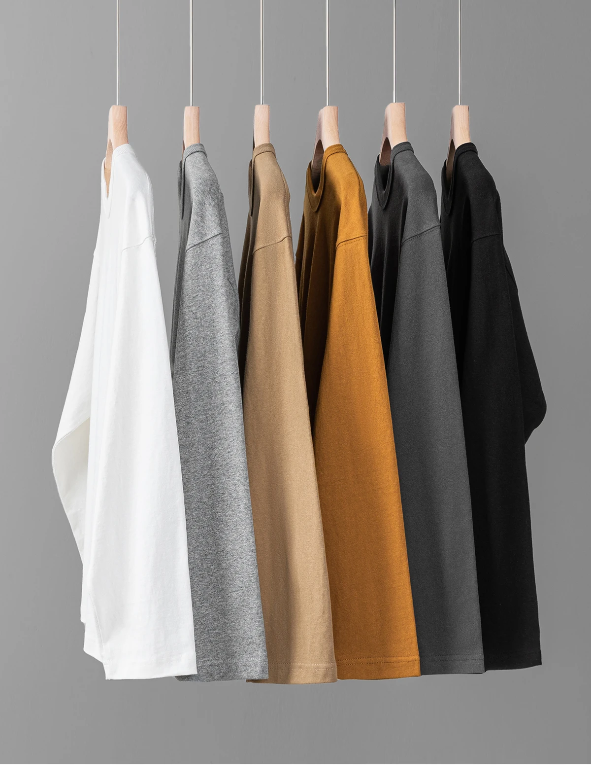 400g Heavyweight 100%Cotton Long Sleeve T-Shirt for Men, Autumn and Winter White Base Layer, Men's Three-Needle Thick Sweatshirt
