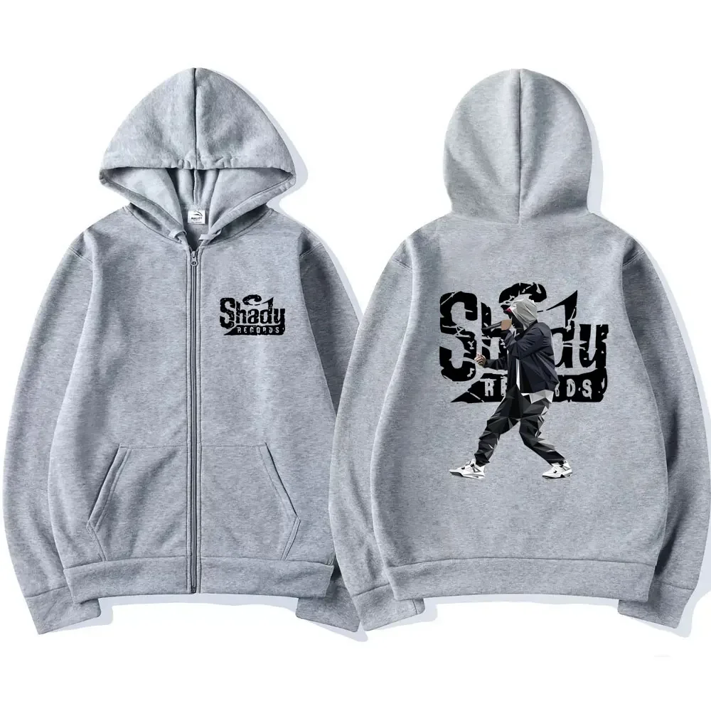 Rapper Eminem Slim Shady Music Rap Fashion Zip Up Hoodie Hip Hop Oversized Hooded Zipper Sweatshirt Casual Streetwear Coats Male