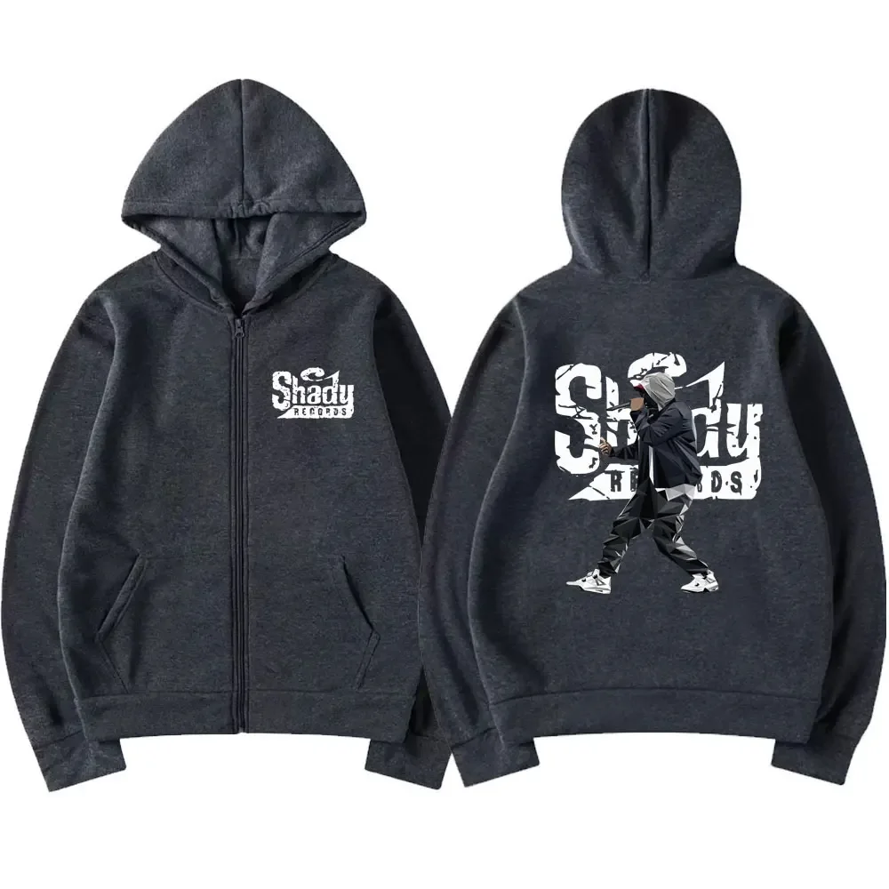 Rapper Eminem Slim Shady Music Rap Fashion Zip Up Hoodie Hip Hop Oversized Hooded Zipper Sweatshirt Casual Streetwear Coats Male