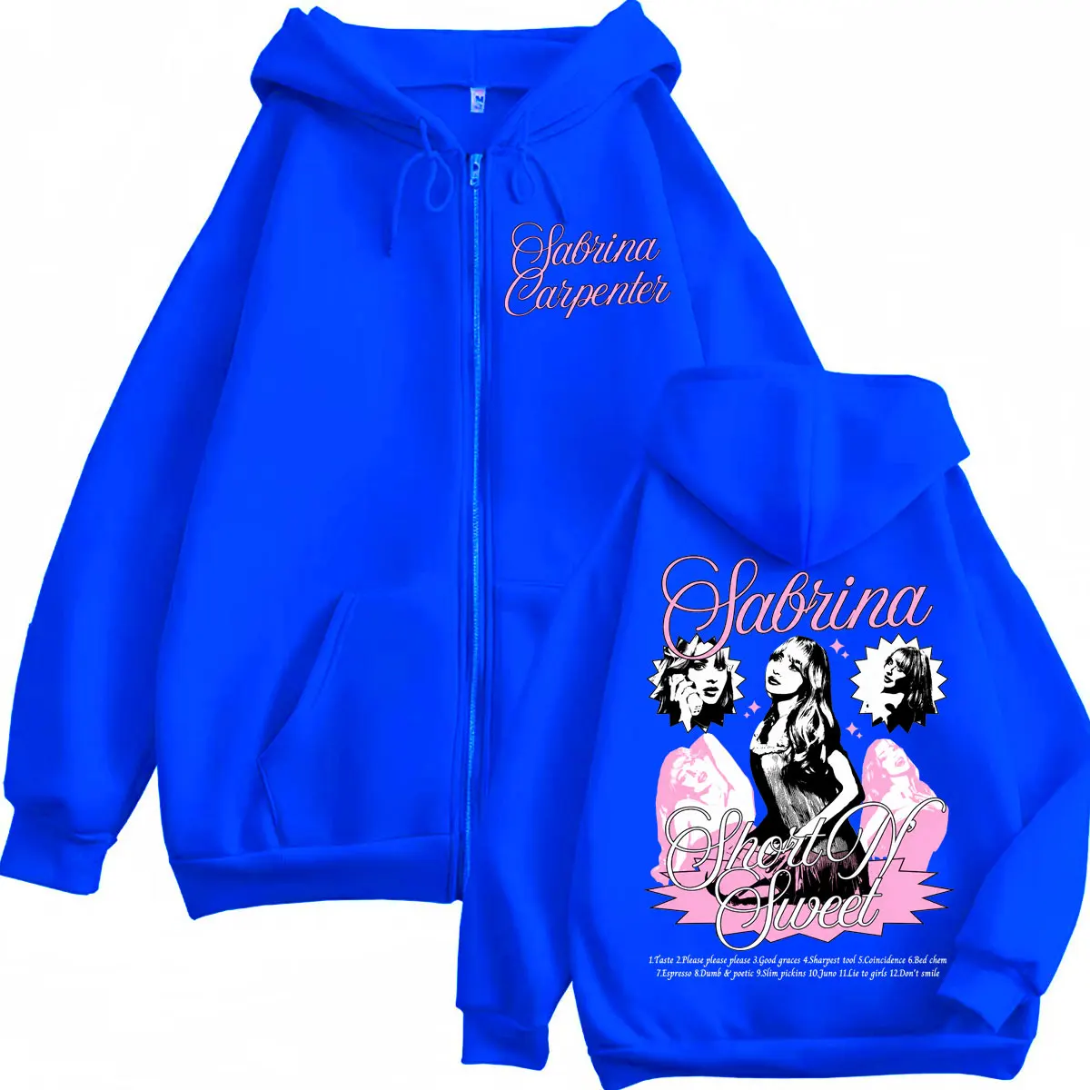 Singer Sabrina Carpenter Print Zipper Hoodies Fashion Vintage Zip Up Jacket Sweatshirts Men Women Casual Loose Fleece Pullovers