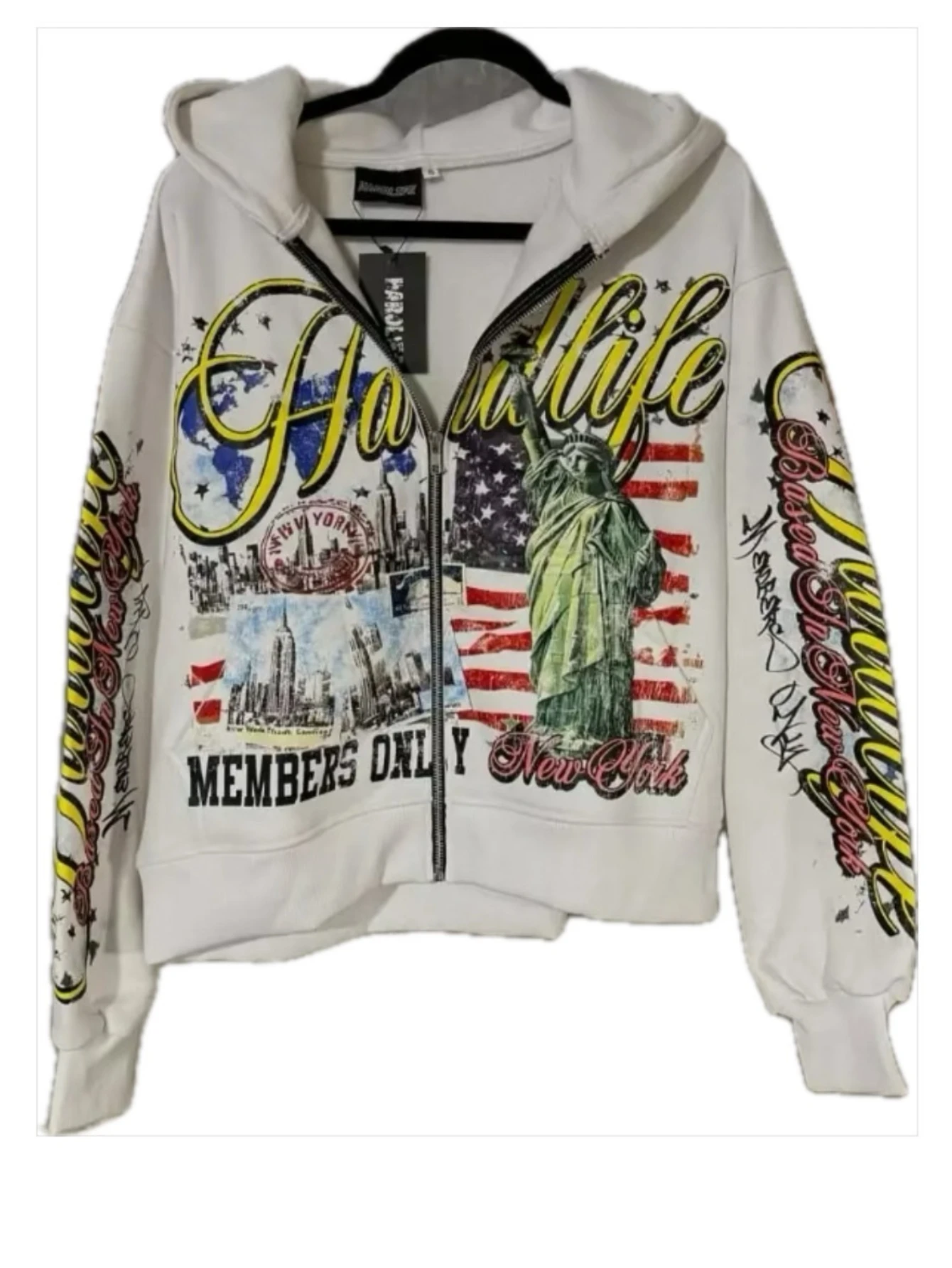 Retro letter printing zipper sweatshirt jacket casual men and women fashion personality design hoodie Y2K hip-hop streetwear
