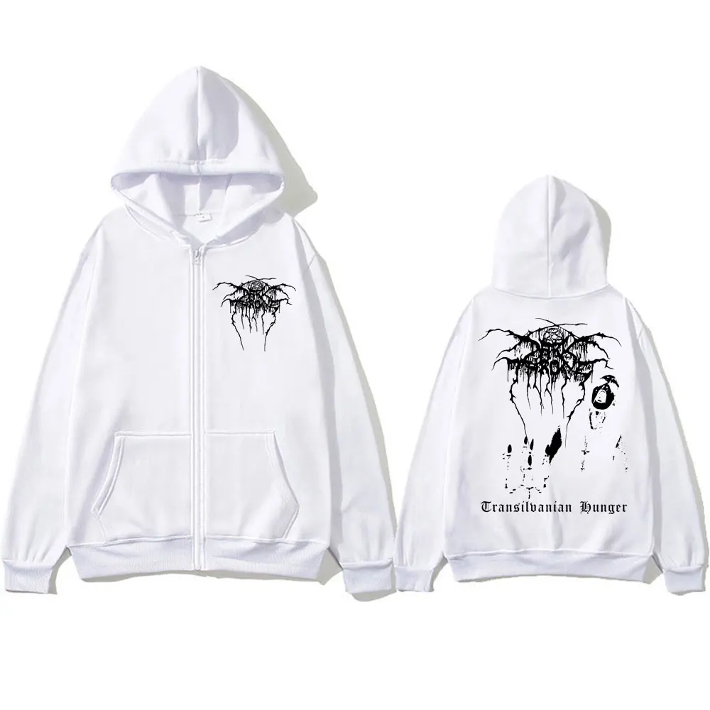 Darkthrone Transilvanian Hunger Album Zipper Hoodies Death Black Metal Rock Band Harajuku Sportwear Men's Gothic Tracksuit Coats