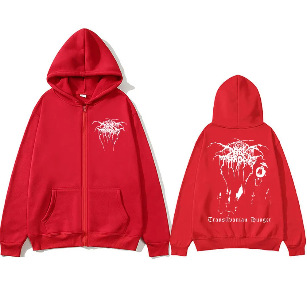 Darkthrone Transilvanian Hunger Album Zipper Hoodies Death Black Metal Rock Band Harajuku Sportwear Men's Gothic Tracksuit Coats