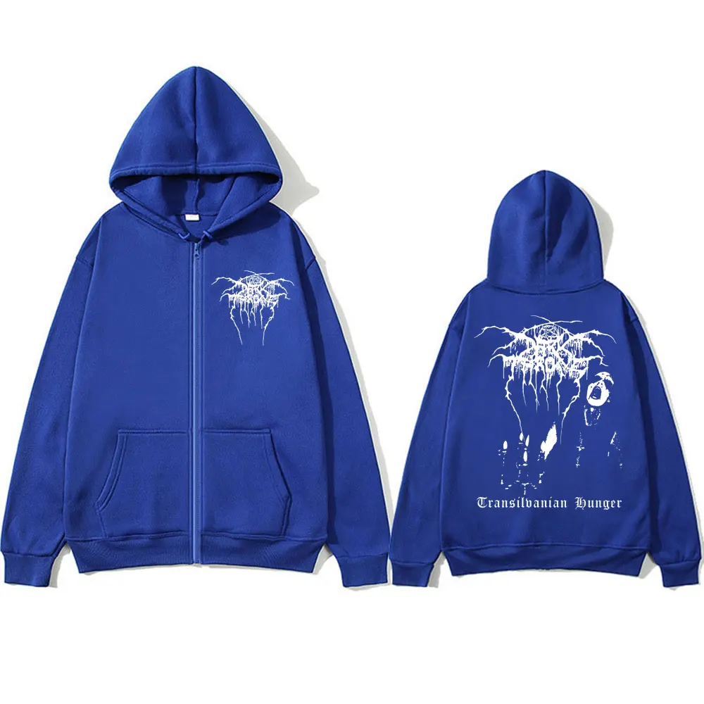 Darkthrone Transilvanian Hunger Album Zipper Hoodies Death Black Metal Rock Band Harajuku Sportwear Men's Gothic Tracksuit Coats