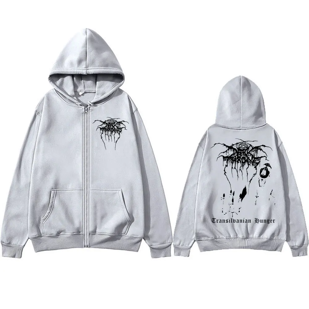 Darkthrone Transilvanian Hunger Album Zipper Hoodies Death Black Metal Rock Band Harajuku Sportwear Men's Gothic Tracksuit Coats