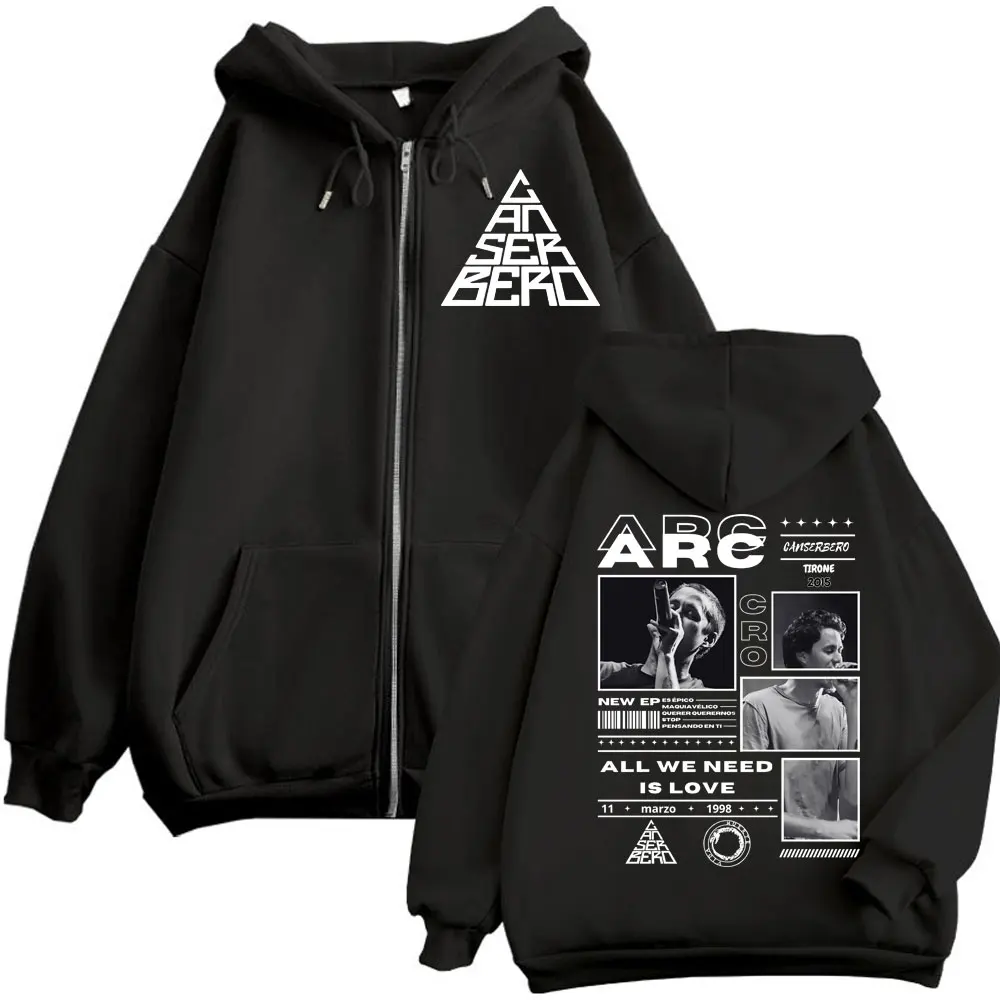 Canserbero All We Need Is Love Muerte Vida Merch Zipper Hoodie Men's Fashion Hip Hop Zip Up Sweatshirts Casual Fleece Pullovers