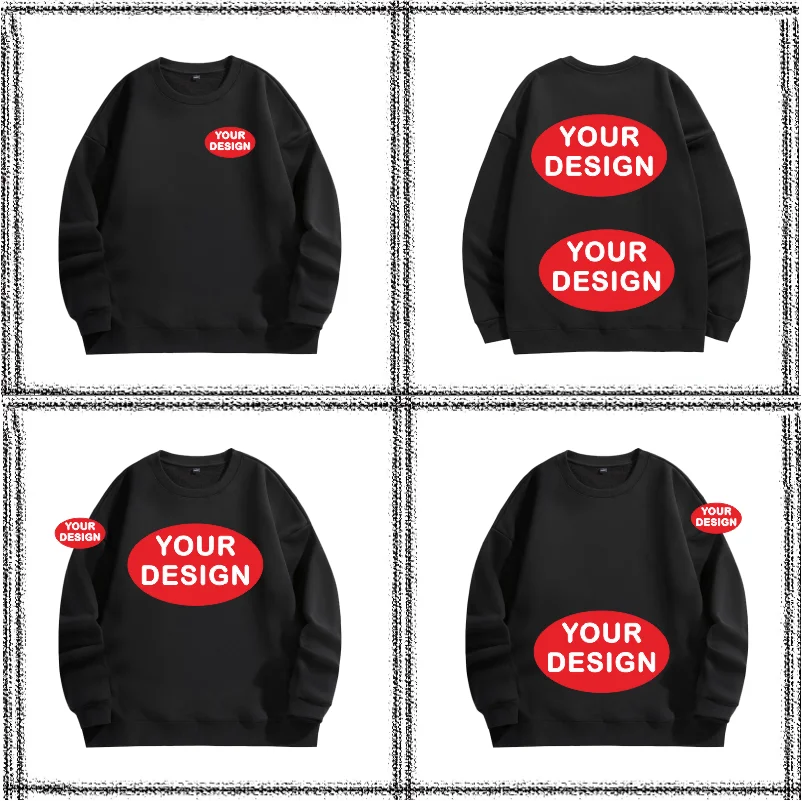 Customized Thick Winter Loose Sports Shirt With Printed Embroidery LOGO Round Neck Hoodie Personal Company Work Uniform