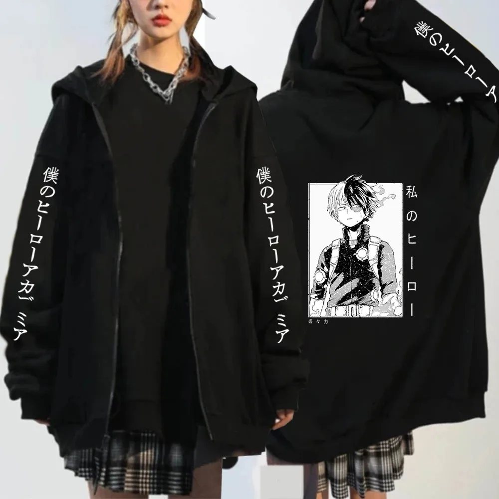 Japanese Anime My Hero Academia Outerwear Zipper hoodies Women Kawaii Bakugou Katsuki Loose Casual Coat Zipper jacket coats