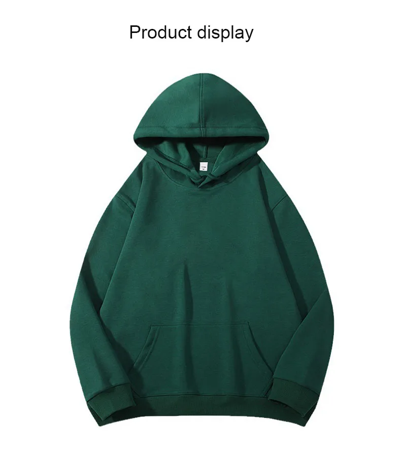 Custom Embroidery Logo Hooded Sweater Men's Loose Size Autumn Cotton Sweatshirt High Quality Tops Male Hip Hop Pullover