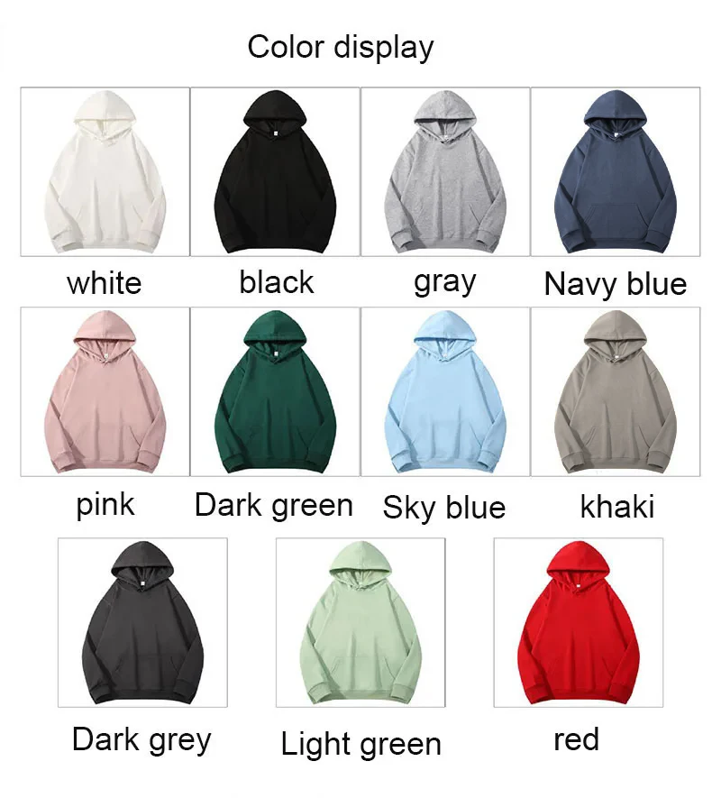 Custom Embroidery Logo Hooded Sweater Men's Loose Size Autumn Cotton Sweatshirt High Quality Tops Male Hip Hop Pullover