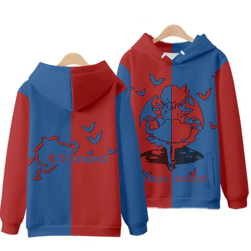 Coats Anime Touhou Project 3D Print Hoodies Boys/girls Cirno Remilia Scarlet Flandre Scarlet Pullover Sweatshirt Cosplay Costume