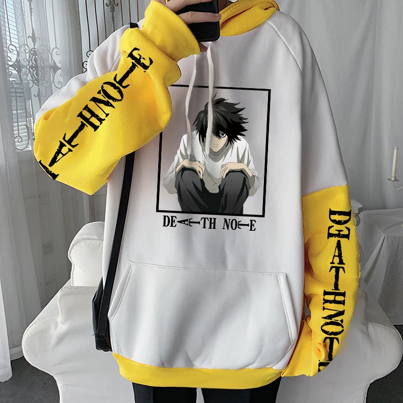 Anime Death Note L Lawliet Kawaii Cartoon Printed Hoodies Horror Manga Streetwear Long Sleeve Harajuku Men Winter Sweatshirts