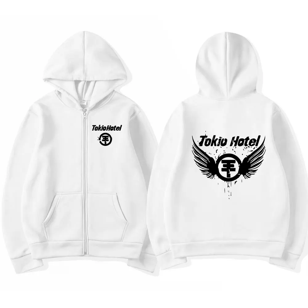Germany Rock Band Tokio Hotel Logo Print Zipper Hoodies Men's Clothing Fashion Casual Zip Up Sweatshirt Punk Oversized Hoodie