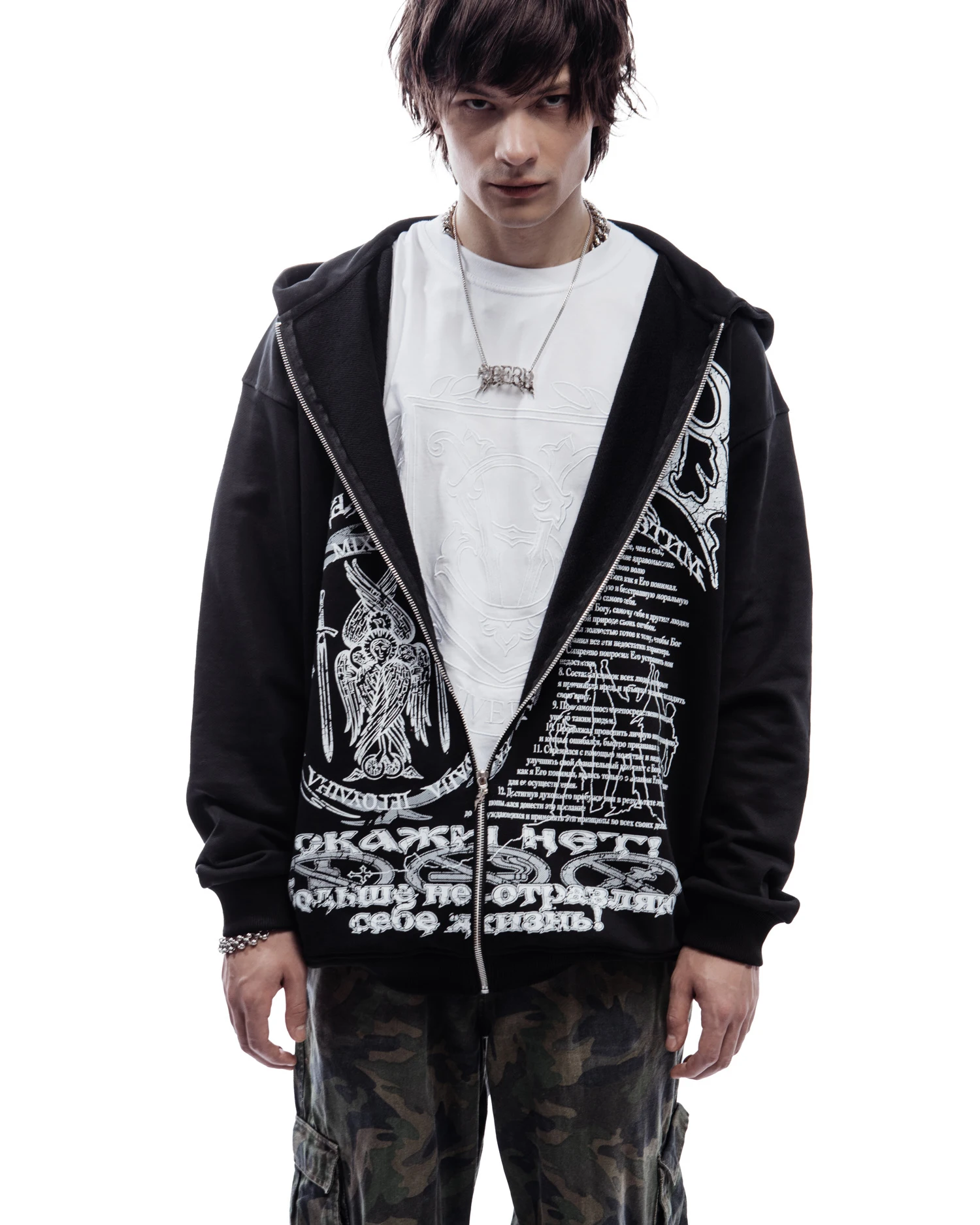 Y2K Retro zip up Hoodie Men Sober Print Zipper Sweatshirts High Street Hip Hop Streetwear Oversized Korean Graphic Unisex Jacket