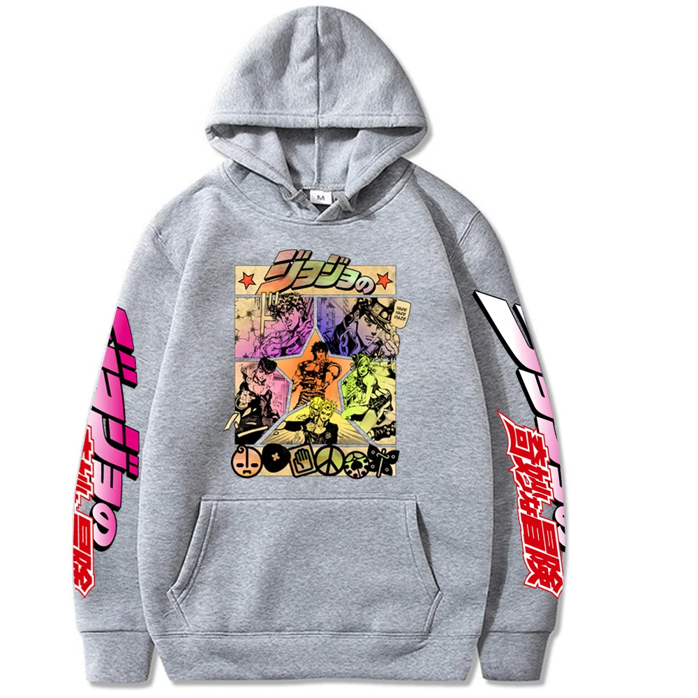 2021 Harajuku JOJO's Bizarre Adventure Unisex Hoodies Japanese Anime JOJO Printed Men's Hoodie Streetwear Casual Sweatshirts