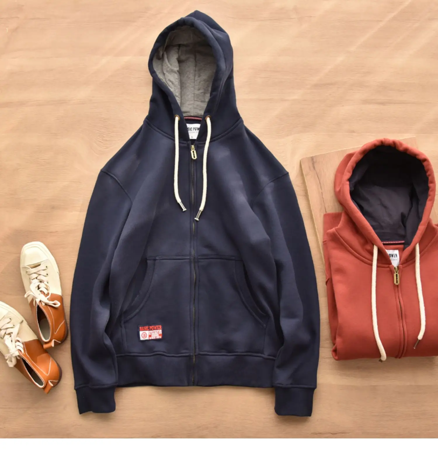 Heavyweight Autumn Winter Fleece Hooded Sweatshirt for Men Japan Casual Fit Couple Warm Hoodie High Street Zipper Up Cardigan
