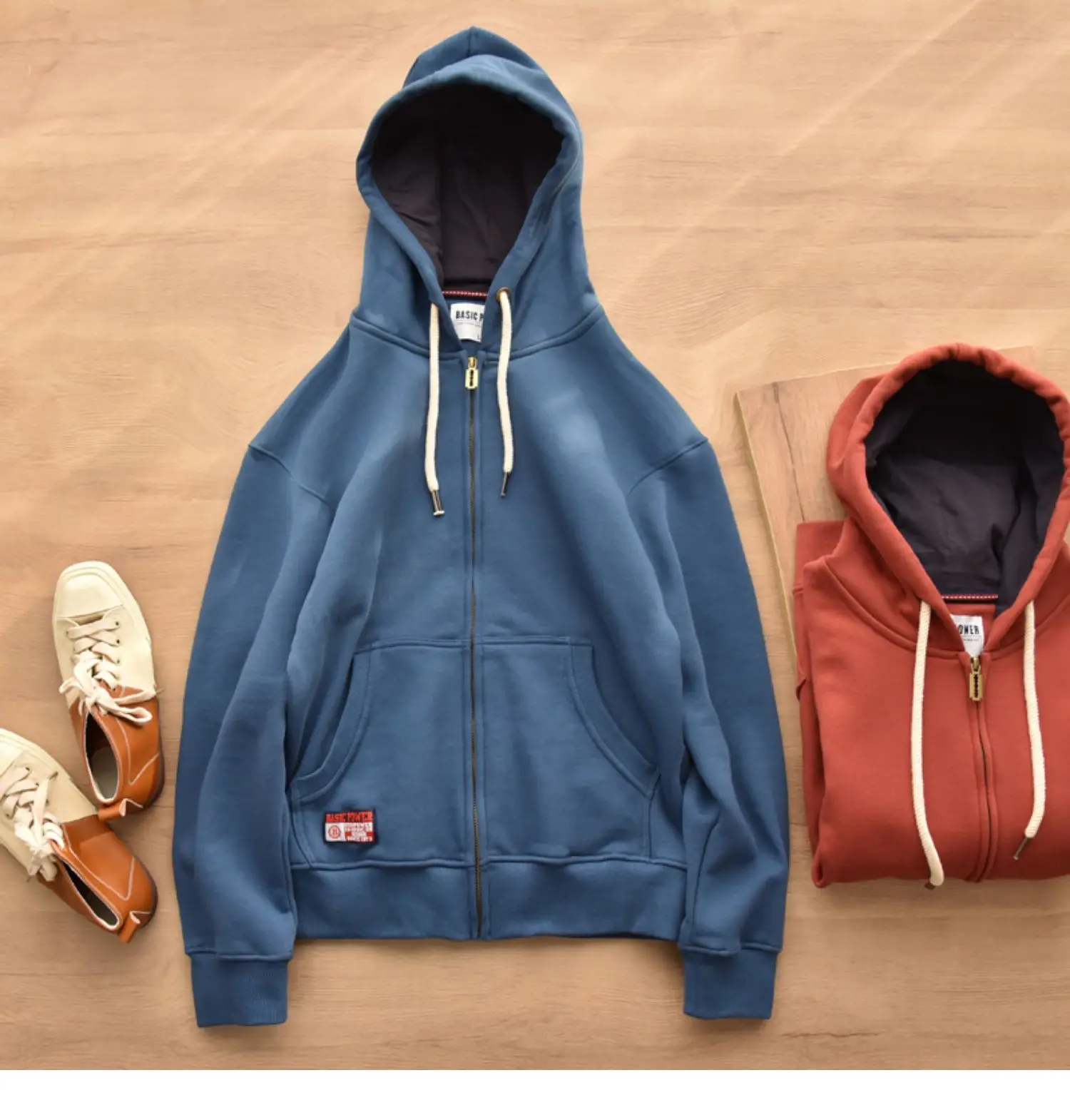 Heavyweight Autumn Winter Fleece Hooded Sweatshirt for Men Japan Casual Fit Couple Warm Hoodie High Street Zipper Up Cardigan