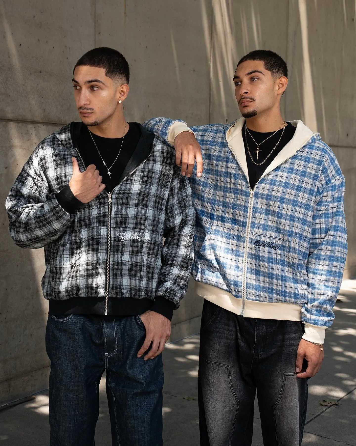 Harajuku Y2K Men's Hoodie Tracksuit Autumn Winter Two-Way Wear Plaid Zip Up Sweatshirt Casual Streetwear Retro Fashion New Style
